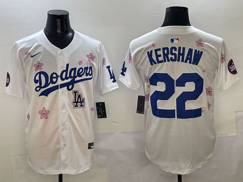 Men Los Angeles Dodgers #22 Kershaw White Sakura Edition 2025 Nike MLB Jersey style 9->houston astros->MLB Jersey
